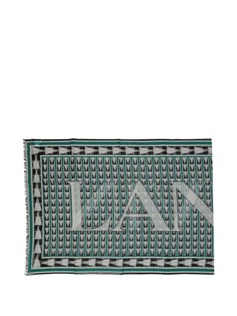 Lanvin geometric-print logo scarf - Green