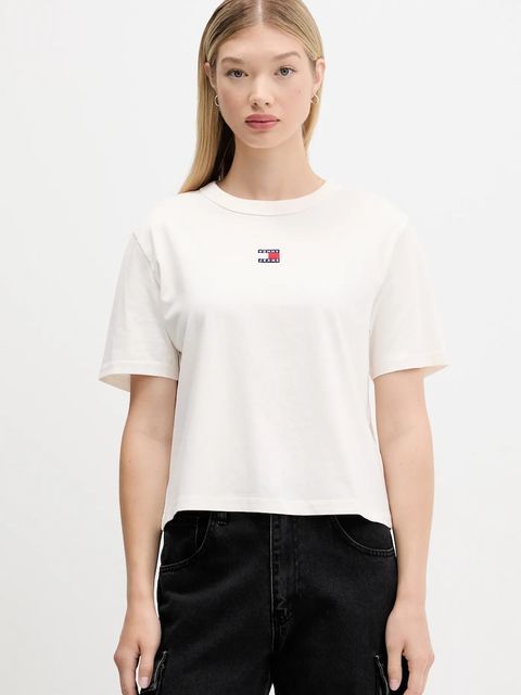 Tommy Jeans t-shirt bawełniany damski kolor beżowy DW0DW22202 - zdjęcie produktu nr 1
