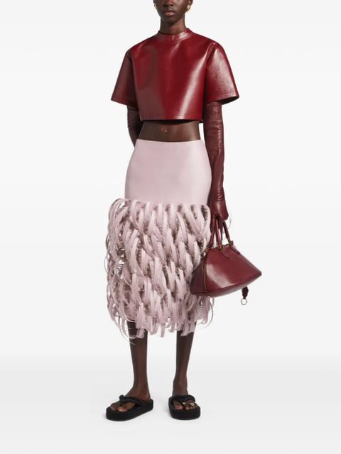 Balenciaga short-sleeve leather T-shirt - Red - zdjęcie produktu nr 2