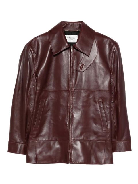 Saint Laurent zip-up leather coat - Red - zdjęcie produktu nr 1