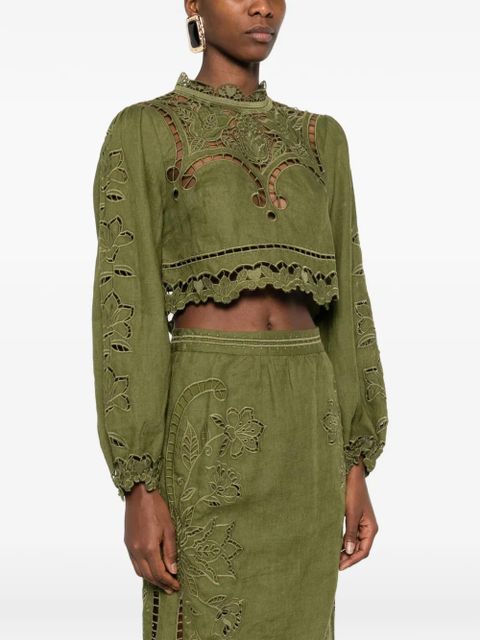 FARM Rio cut-out blouse - Green