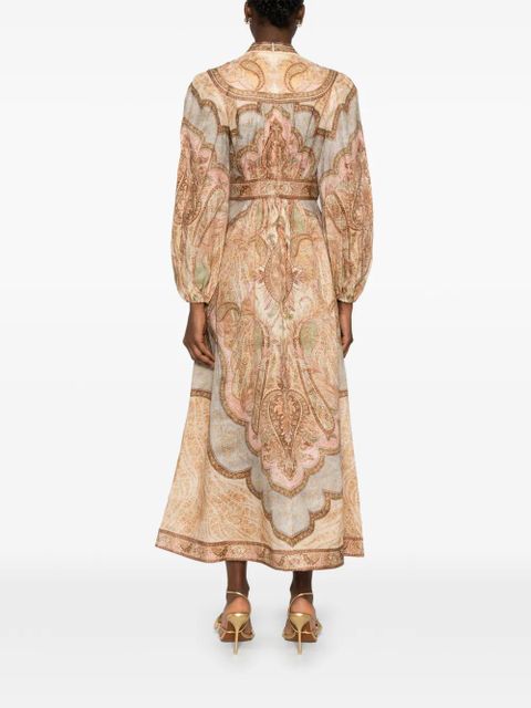 ZIMMERMANN Wanderlust plunge midi dress - Neutrals