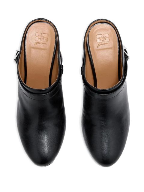 GANNI buckle wedge mules - Black