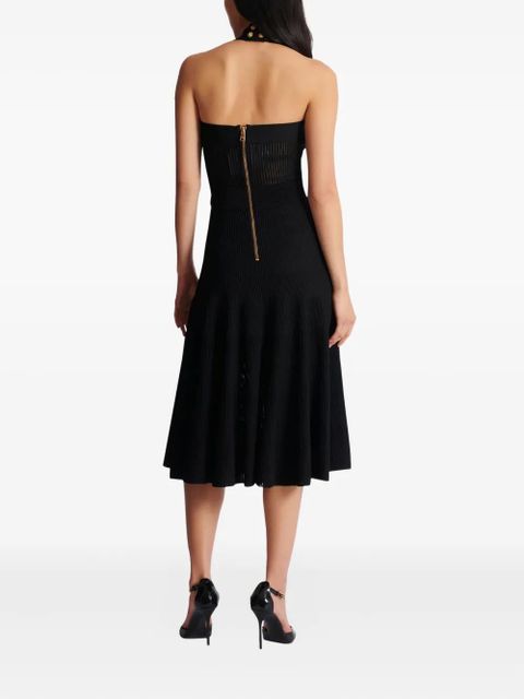 Balmain halterneck pleated midi dress - Black