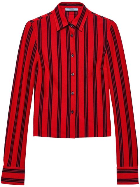 Prada striped piqué shirt - Red