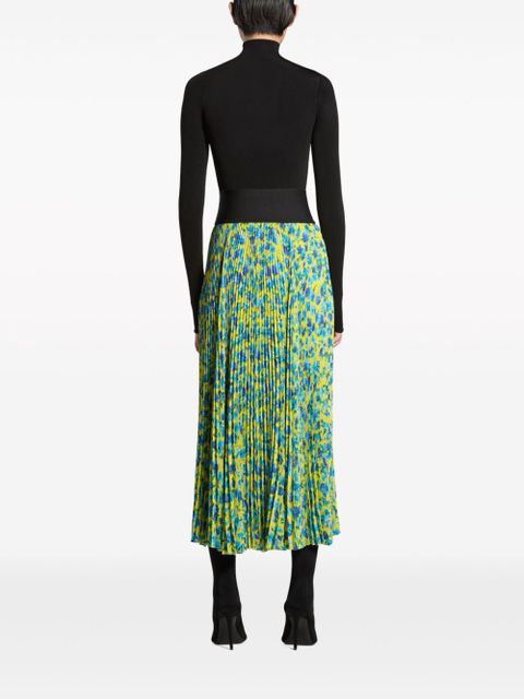 Balenciaga floral-print pleated midi skirt - Blue
