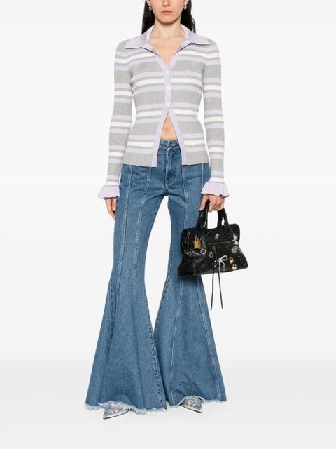 Self-Portrait striped cardigan - Grey