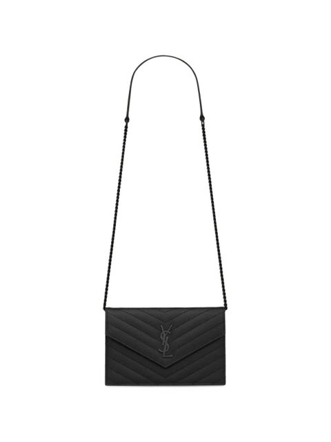 Saint Laurent Cassandre chevron-quilted chain clutch bag - Black - zdjęcie produktu nr 1