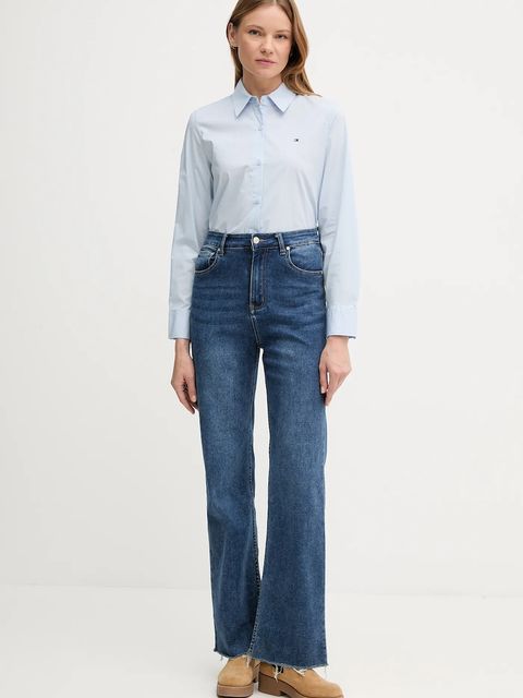 Tommy Hilfiger koszula damska kolor niebieski regular z kołnierzykiem klasycznym WW0WW47169