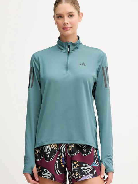 adidas Performance bluza do biegania Own The Run damska kolor zielony gładka JX2255 - zdjęcie produktu nr 1