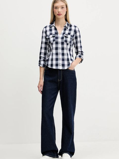 Hollister Co. koszula bawełniana damska kolor niebieski regular z kołnierzykiem klasycznym KI340-5425 - zdjęcie produktu nr 2