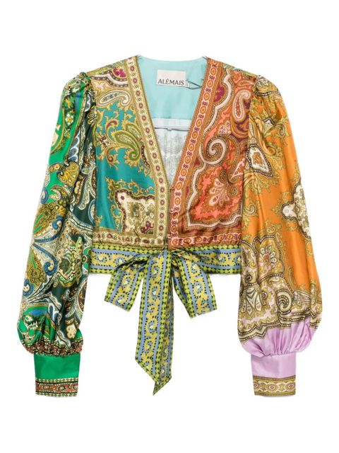 ALEMAIS paisley-print tie-front top - Green