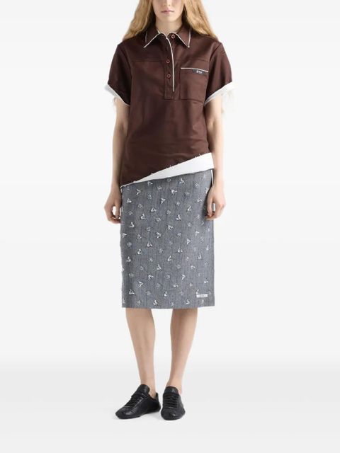 Prada patch-pocket raw-cut polo top - Brown - zdjęcie produktu nr 2