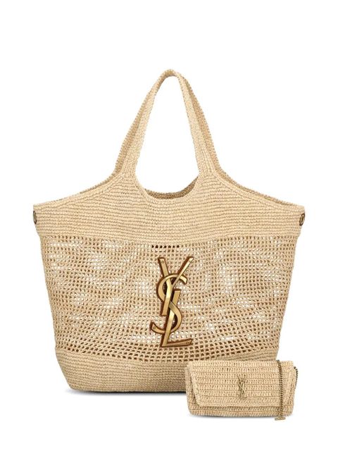 Saint Laurent Icare Cassandre raffia tote bag - Neutrals - zdjęcie produktu nr 1