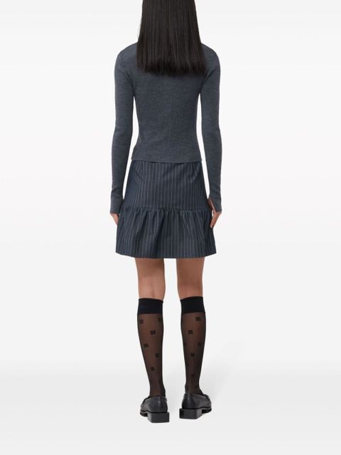GANNI striped ruffled miniskirt - Grey