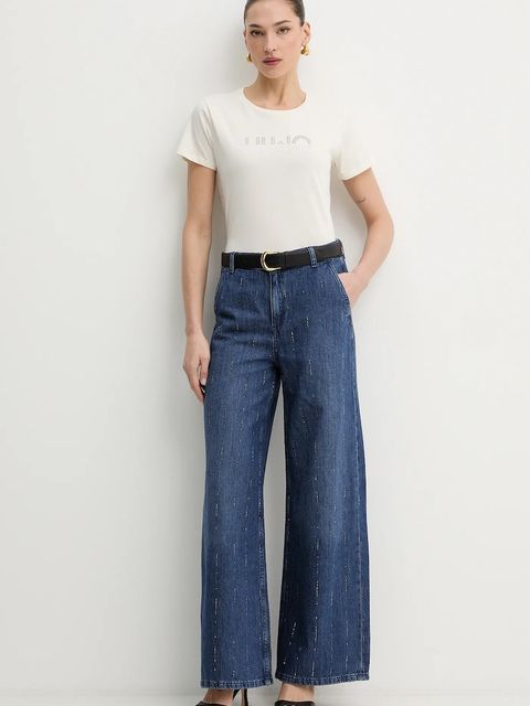 Liu Jo t-shirt bawełniany damski kolor beżowy TA6056 JS923