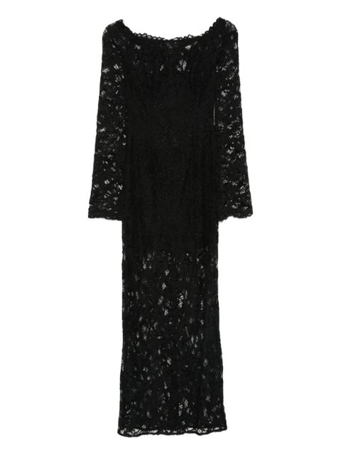 MANURÍ lace-embellished boat-neck maxi dress - Black - zdjęcie produktu nr 1