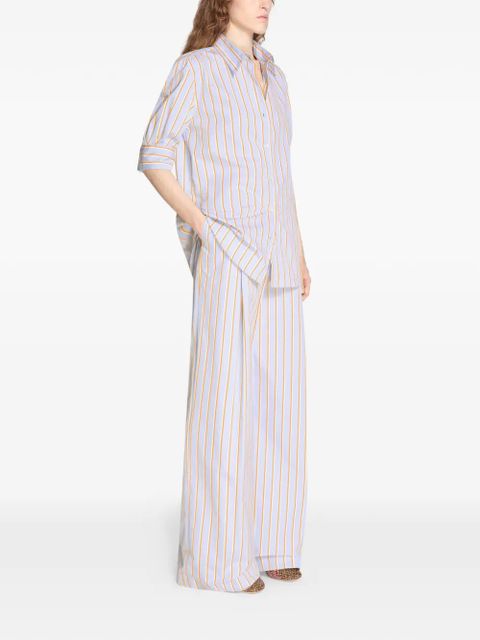 DRIES VAN NOTEN cuffed striped cotton shirt - Blue