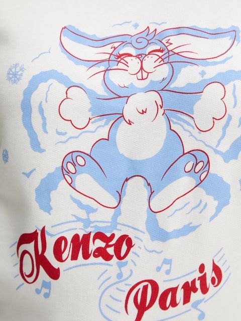 Kenzo bluza bawełniana damska kolor biały z nadrukiem FG52SW2034MJ