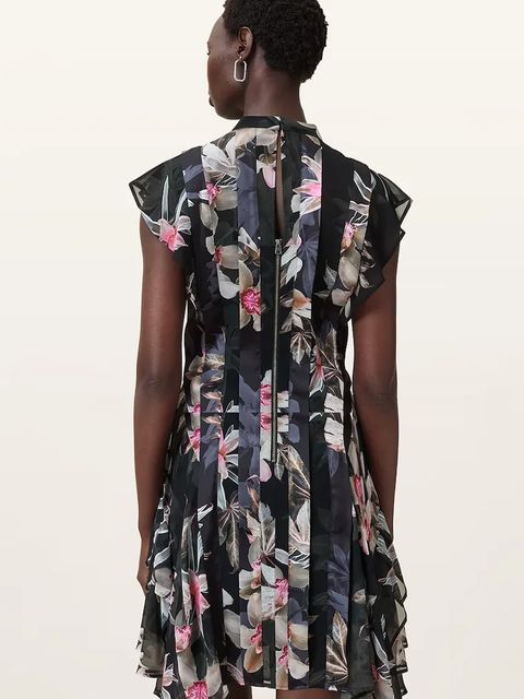 AllSaints sukienka FLEUR kolor czarny mini rozkloszowana W370DC