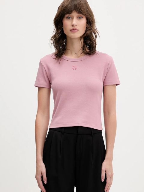 HUGO t-shirt damski kolor różowy 50512000 - zdjęcie produktu nr 1