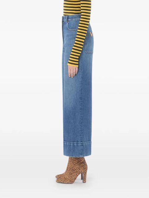 Valentino Garavani cuffed v-motif cropped jeans - Blue - zdjęcie produktu nr 2