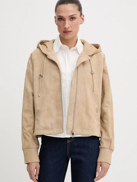 BOSS kurtka zamszowa kolor beżowy przejściowa oversize 50543211