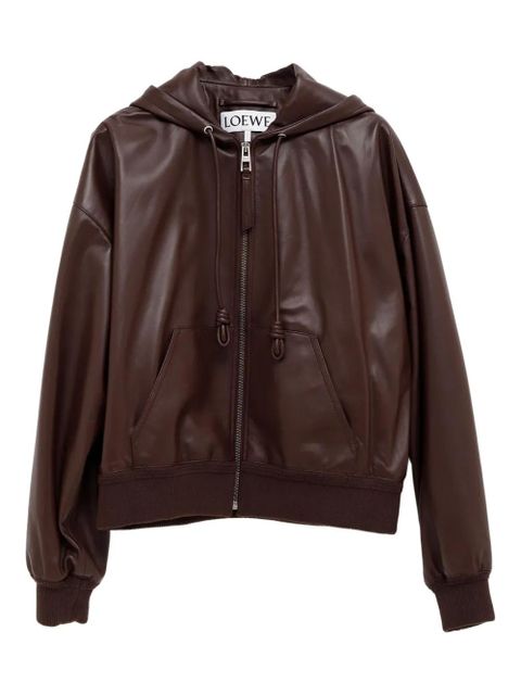 LOEWE Flamenco hooded leather zip-up jacket - Brown - zdjęcie produktu nr 1