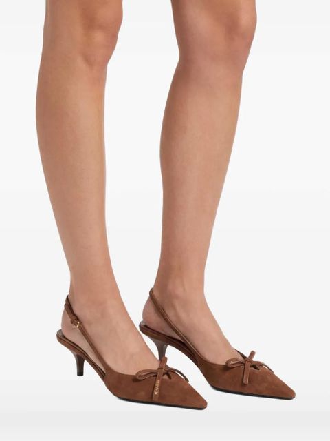 Miu Miu bow point pumps - Brown
