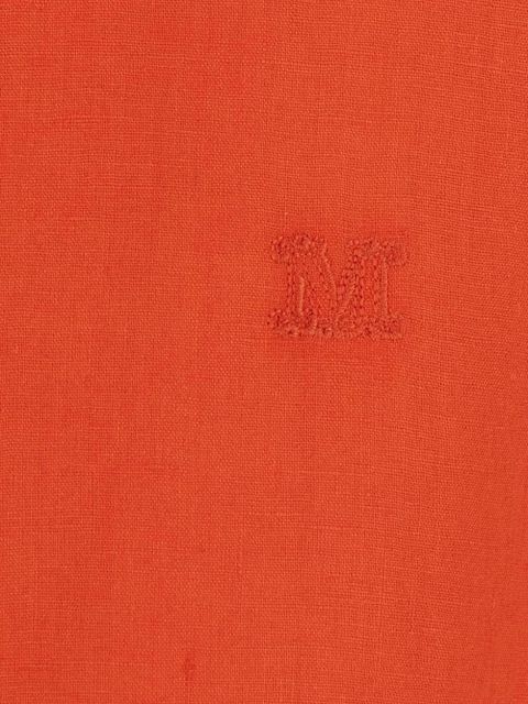 Max Mara Falas embroidered-logo linen shirt - Orange