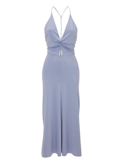 Victoria Beckham V-neck ruched midi dress - Blue - zdjęcie produktu nr 1