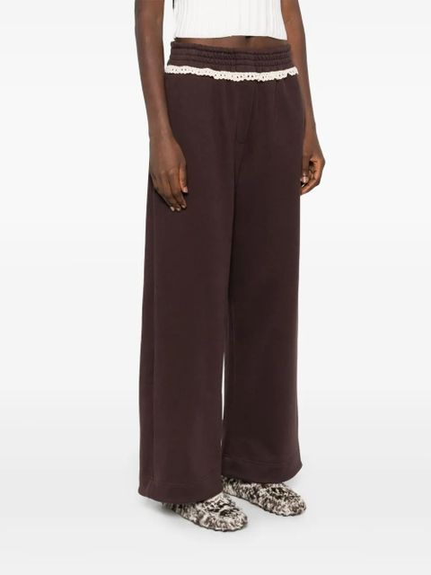 Magda Butrym lace-detail cotton track pants - Brown - zdjęcie produktu nr 2