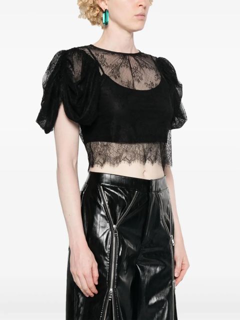 ROTATE BIRGER CHRISTENSEN puff-sleeves lace blouse - Black - zdjęcie produktu nr 2