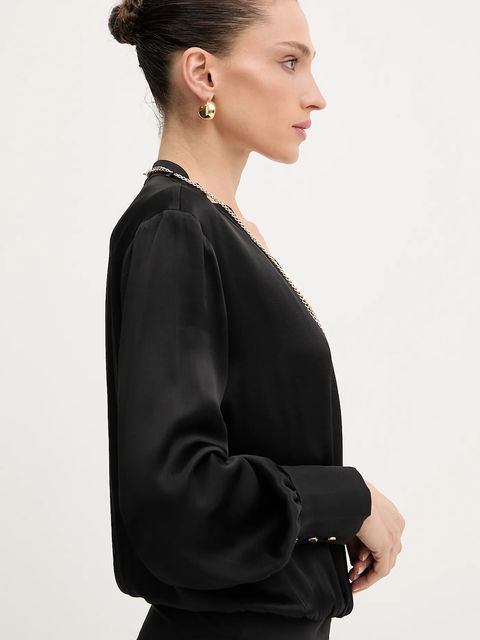 Fracomina body damska kolor czarny gładka FR25WT5004W42201