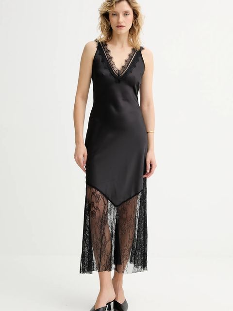 Answear.LAB sukienka kolor czarny maxi rozkloszowana