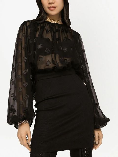 Dolce & Gabbana DG-logo satin blouse - Black