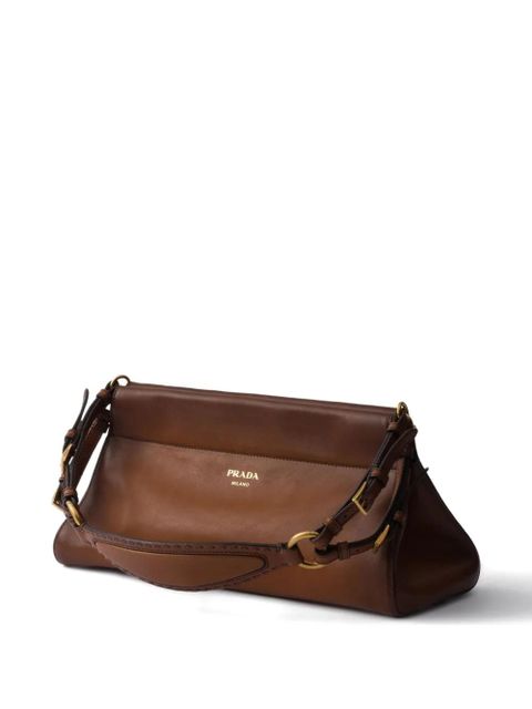 Prada Enchaîné leather buckle-strap shoulder bag - Brown