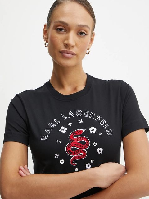 Karl Lagerfeld t-shirt bawełniany damski kolor czarny A1W17090 - zdjęcie produktu nr 2