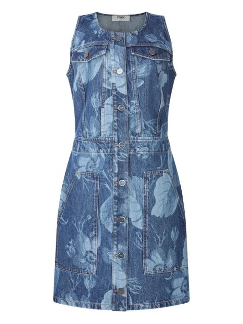 FENDI floral-print button-front dress - Blue - zdjęcie produktu nr 1
