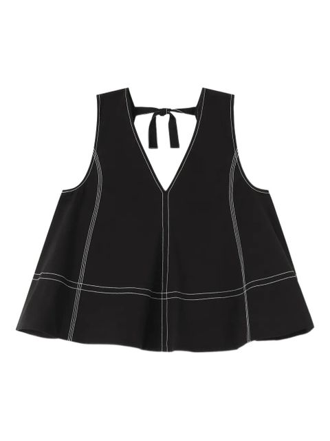 GANNI V-neck topstitch top - Black - zdjęcie produktu nr 1