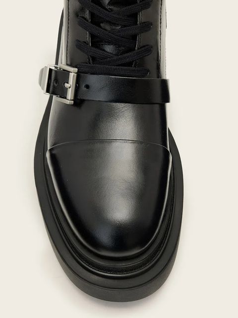 AllSaints workery skórzane Astrid Boot damskie kolor czarny na platformie W029FC