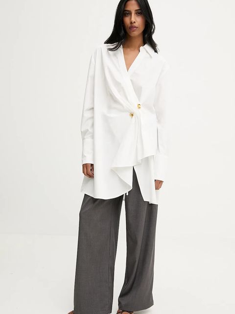 Answear.LAB tunika bawełniana kolor biały mini prosta