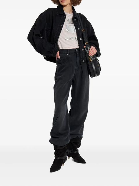 MARANT ÉTOILE logo-print linen top - Pink - zdjęcie produktu nr 2