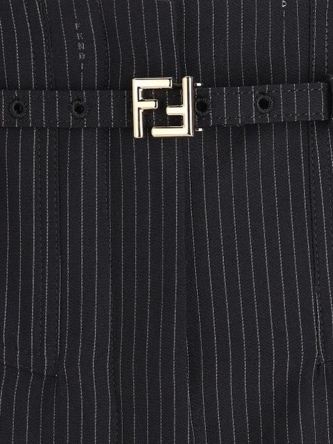 FENDI pinstripe belted trousers - Blue