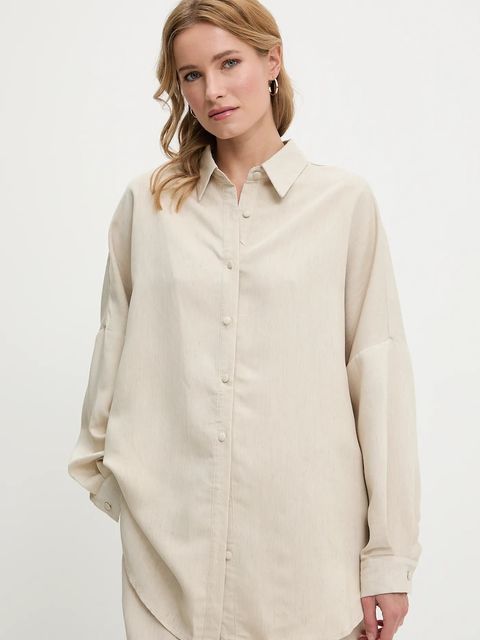 Answear.LAB koszula i spodnie z lnem damski kolor beżowy