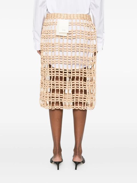 TOTEME beaded grid midi skirt - Neutrals