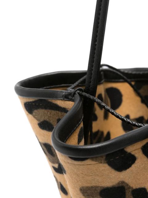 Ruslan Baginskiy leopard-print ruffled bucket bag - Brown