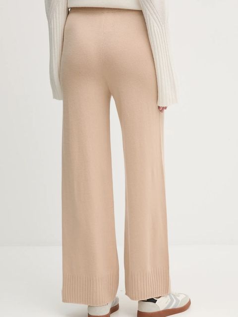 United Colors of Benetton spodnie z dodatkiem wełny damskie kolor beżowy szerokie high waist 102HDF00Z - zdjęcie produktu nr 2