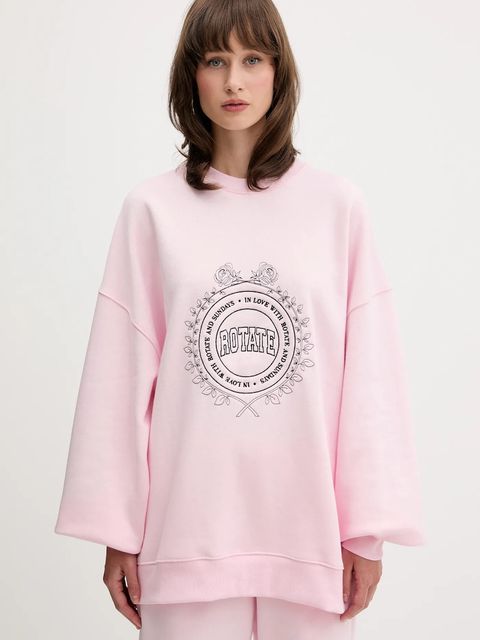 Rotate bluza bawełniana damska kolor różowy z aplikacją 114425191 - zdjęcie produktu nr 1