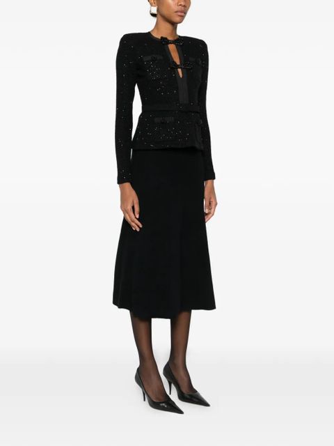 Self-Portrait bow embellished midi dress - Black - zdjęcie produktu nr 2